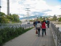 Sochi, Russia - September, 2013: Footpath near the Sochi river at sunny day