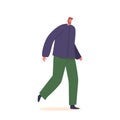 Walking Male Character. Adult Bearded Man Strolling With A Confident Stride, Exuding A Sense Of Purpose, Illustration
