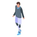 Walking man amputated legs icon, isometric style