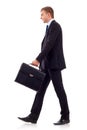 Walking man holding brief Royalty Free Stock Photo