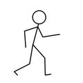 Walking man, primitive drawing in black pencil on a white background