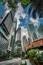 Walking in marvelous Singapore streets with Skyscrapers