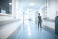 Walking medical person in hospital hall, unfocused background