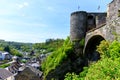 Walking in medieval town Bouillon with fortified castle, Luxembourg province of Wallonie, Belgium Royalty Free Stock Photo