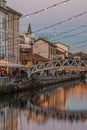 Walking in Milan Navigli with the Crhistmas lights Royalty Free Stock Photo