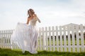Walking model in bride dress