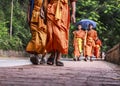 Walking monks Royalty Free Stock Photo