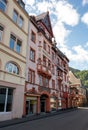 Walking in Mosel river valley, houses of old town Traben-Trarbach, Germany Royalty Free Stock Photo