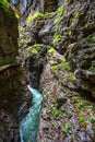 Walking Through a narrow gorge at Breitachklamm Royalty Free Stock Photo