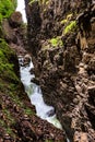 Walking Through narrow gorge at Breitachklamm Royalty Free Stock Photo