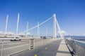 Walking on the new bay bridge trail going from Oakland to Yerba Buena Island, San Francisco bay, California Royalty Free Stock Photo