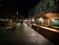 Walking in the night streets of Perugia. New Year mood. Christmas. Italy