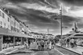 Walking in the old harbor of Saint-Tropez, Cote d'Azur, France Royalty Free Stock Photo