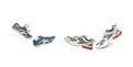 Walking pairs of sneakers Royalty Free Stock Photo