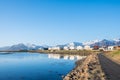 Walking path along the coast in Hofn in Hornafjordur in Iceland Royalty Free Stock Photo