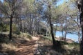 Walking Path along the Salt Lake `Mir` on the island of Dugi Otok, Croatia