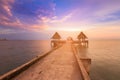 Walking path leading to seacoast and after sunset skyline Royalty Free Stock Photo