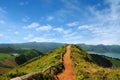 Walking path leading to a view on the lakes of Sete Cidades, Azo Royalty Free Stock Photo