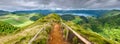 Walking path leading to a view on the lakes of Sete Cidades Royalty Free Stock Photo