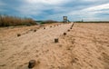 Walking path next birdwatching viewing hut in San Jose del Cabo lagoon / estuary in Baja California Mexico Royalty Free Stock Photo