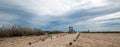 Walking path next birdwatching viewing hut in San Jose del Cabo lagoon / estuary in Baja California Mexico Royalty Free Stock Photo