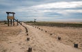 Walking path next birdwatching viewing hut in San Jose del Cabo lagoon / estuary in Baja California Mexico