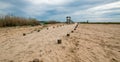 Walking path next birdwatching viewing hut in San Jose del Cabo lagoon / estuary in Baja California Mexico Royalty Free Stock Photo