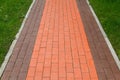 Walking path, the pavement of clinker brick Royalty Free Stock Photo