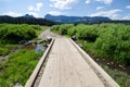 Walking path platform across a small creek in Brooks Lake Wyoming USA