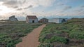 Walking path to Red Brick Fog Signal Building at Piedras Blancas Lighthouse point on the Central Coast of California Royalty Free Stock Photo