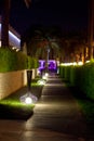 Walking paths with night illumination on territory hotel