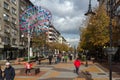 Walking people on Boulevard Vitosha in city of Sofia, Bulgaria Royalty Free Stock Photo