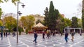 Walking people in Fountain garden, Baku city