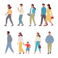 walking people. male an female urban characters in casual clothes moving vector illustration in flat style Royalty Free Stock Photo