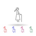 Walking, physiotherapy, woman multi color icon. Simple thin line, outline vector of physiotherapy icons for ui and ux, website or Royalty Free Stock Photo
