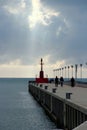 Walking on the pier, in a cloudy day, Fiumicino, Rome, Italy