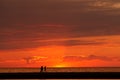 Walking the Pier at Sunset - Lake Michigan Royalty Free Stock Photo