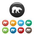 Walking polar bear icons set color Royalty Free Stock Photo