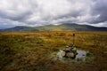 Walking Poles and cairn on Mungrisdale Common Royalty Free Stock Photo