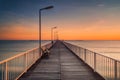 Walking pontoon on the sea shore in the morning Royalty Free Stock Photo