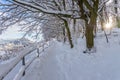 Walking promenade in Salzburg, snowy winter landscape Royalty Free Stock Photo