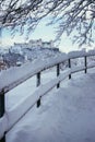 Walking promenade in Salzburg, snowy winter landscape Royalty Free Stock Photo
