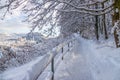 Walking promenade in Salzburg, snowy winter landscape Royalty Free Stock Photo