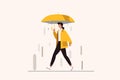 walking in the rain vector flat minimalistic isolated illustration