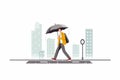 walking in the rain vector flat minimalistic isolated illustration