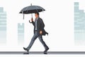 walking in the rain vector flat minimalistic isolated illustration