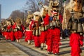 Walking Red Mummers Surva Bulgaria Royalty Free Stock Photo