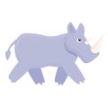 Walking rhino icon, cartoon style