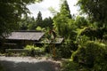 Walking the road following the Nakasendo trail between Nagiso and Tsumago in Kiso Valley, Japan.