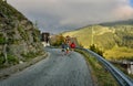 Walking on the road to Sestriere, Alps mountain, Italy Royalty Free Stock Photo